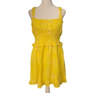 BP Nordstrom Womens Summer Dress Smocked Waist Sleeveless Yellow Size Medium